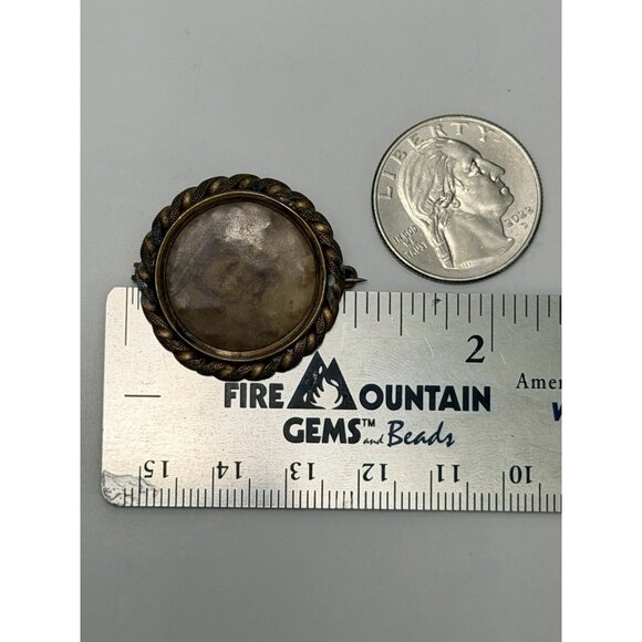 Antique Victorian Mourning Brooch Memorial Rope Frame Photo Pin C-Clasp - Picture 4 of 4